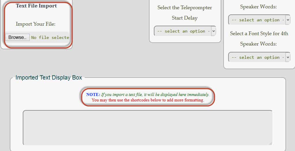 Import text file to teleprompter